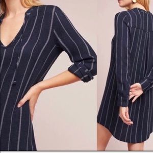 Anthropologie Cloth & Stone Blue White Tunic Dress Size Small